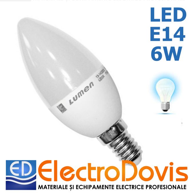 BEC LED 6W lumanare E14 lumină rece 13-140260 DBL