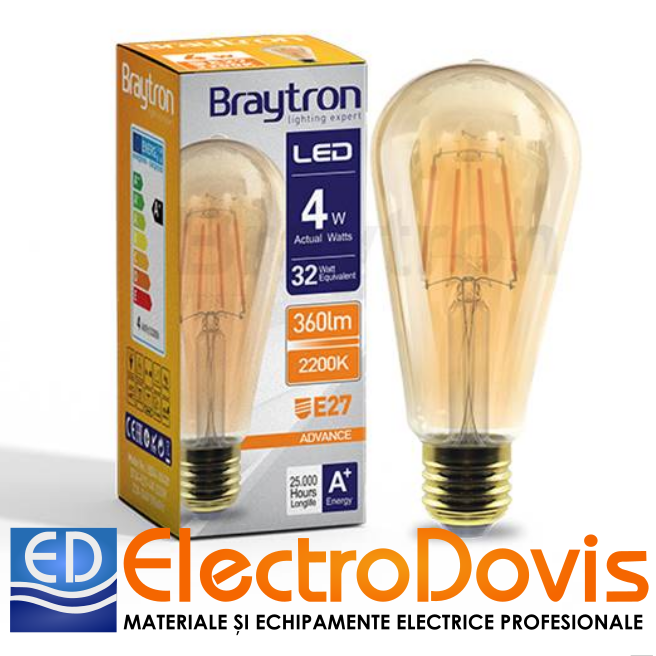 BEC LED DECO 4W 230V BB46 E27 2200K 350lm ST64