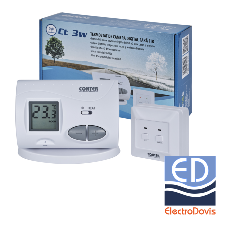 TERMOSTAT ELECTRONIC CT3W fara fir neprogramabil
