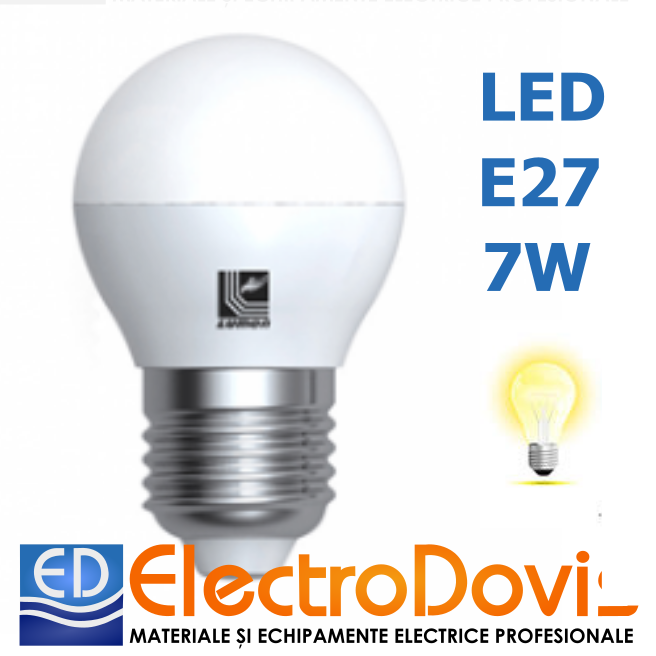 BEC LED 7W 230V E27 sferic lumină caldă 3000k Lumen 13-2712700