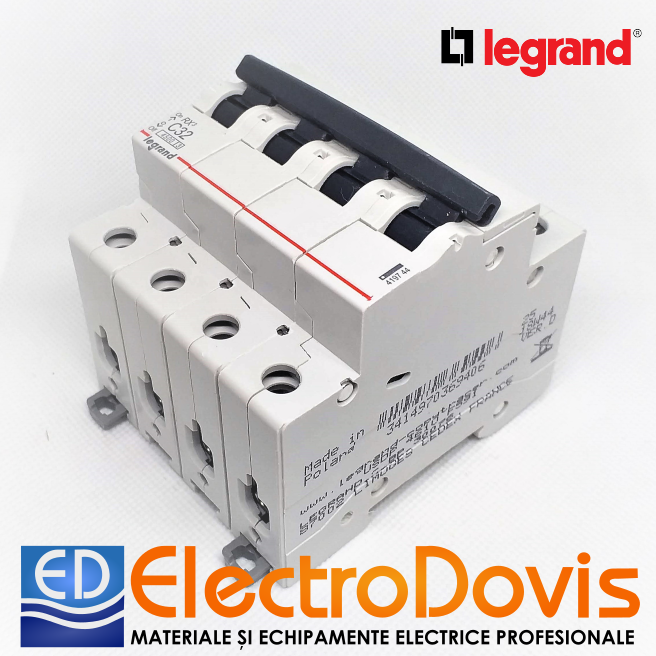 Întrerupător automat tetrapolar RX3 32A 4.5kA 419744 Legrand