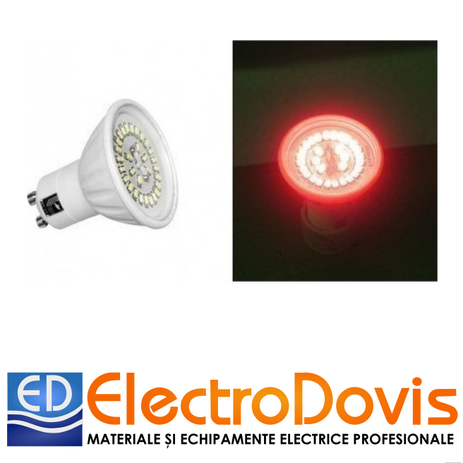 BEC LED 2.5W 230V GU10 ROSU Lumen 13-400242