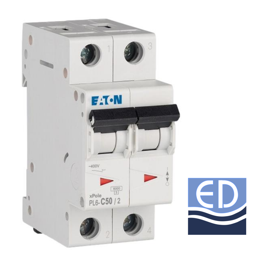 Întrerupător automat bipolar PL6-C50/2(Eaton) 50A 6kA