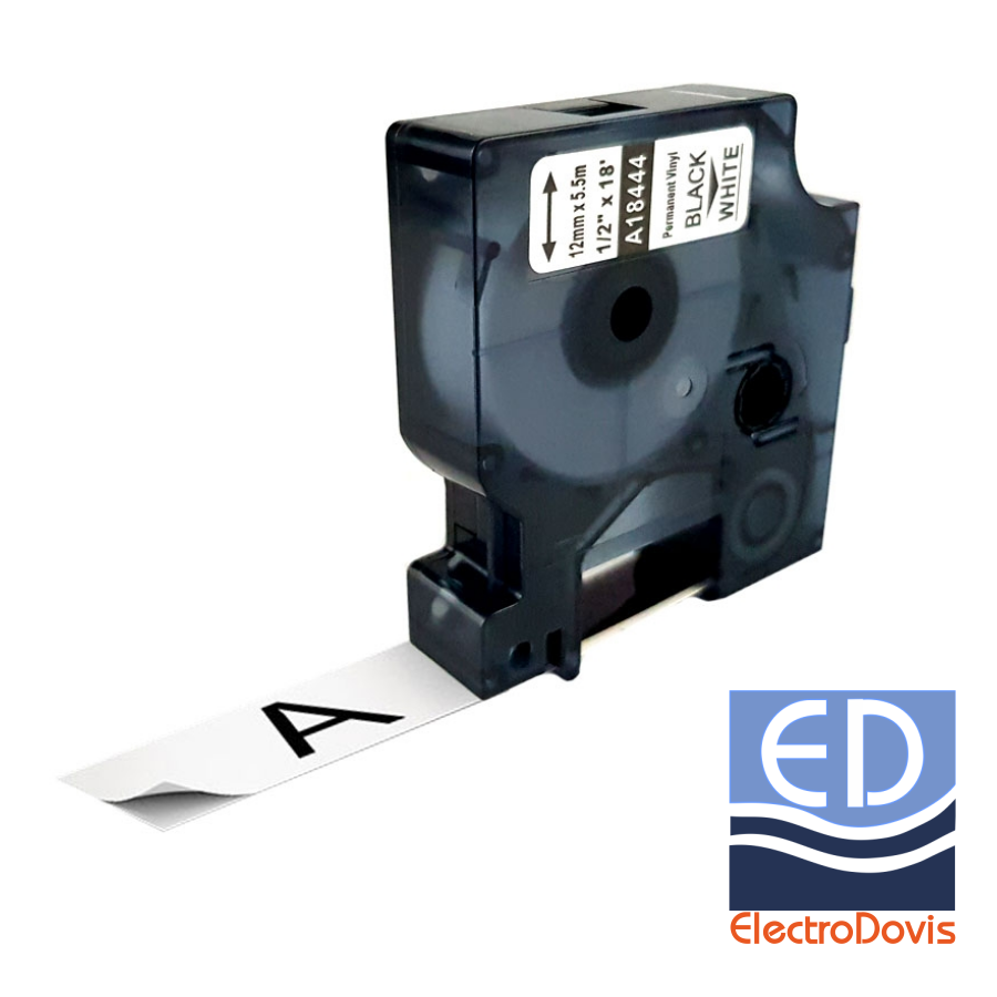RIBON BANDA VINIL 12mmX5.5m NEGRU/ALB
