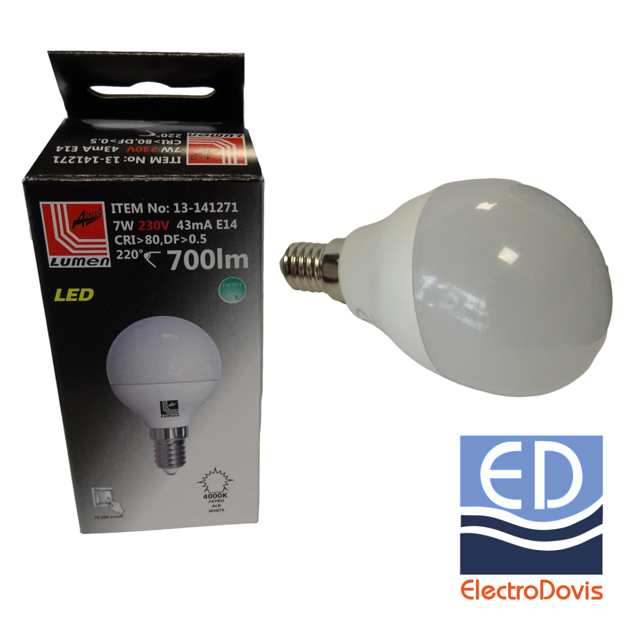 BEC LED 7W 230V E14 sferic lumină zilei 4000k Lumen 13-141271