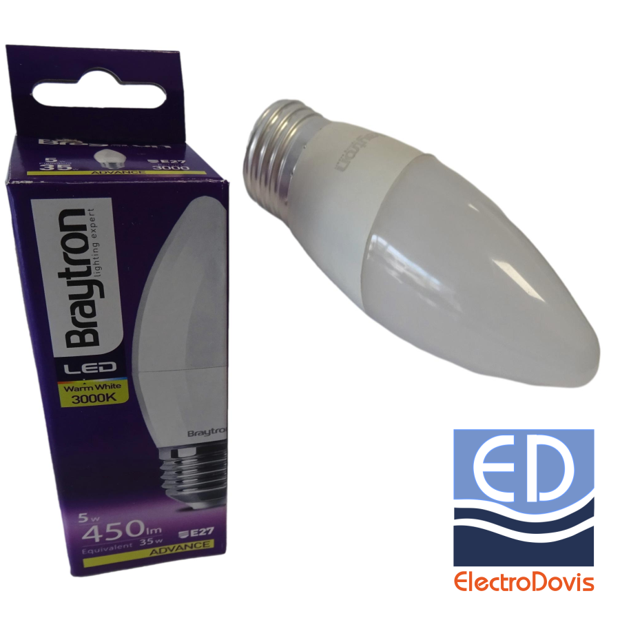 BEC LED 5W E27 LUMANARE 3000k BRAYTRON