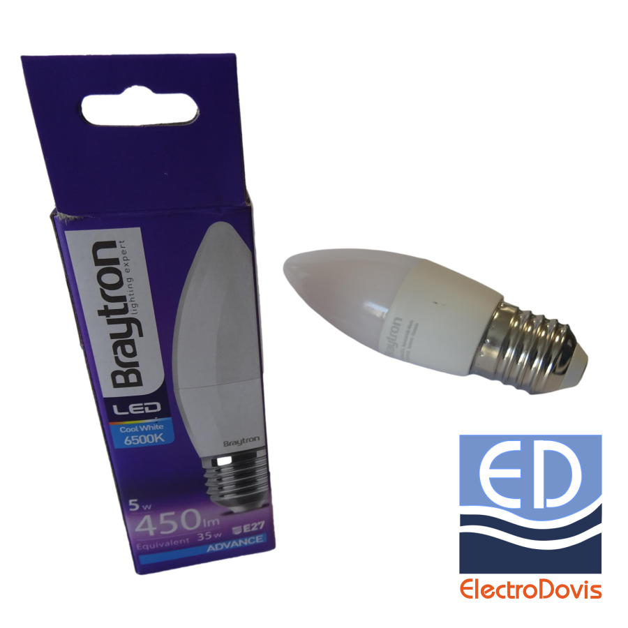 BEC LED 5W E27 LUMANARE 6500k BRAYTRON