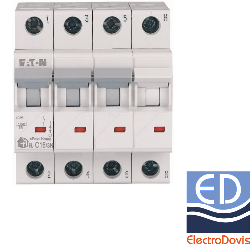 Întrerupător automat tetrapolar HL-C16/3N 16A 4.5kA Eaton
