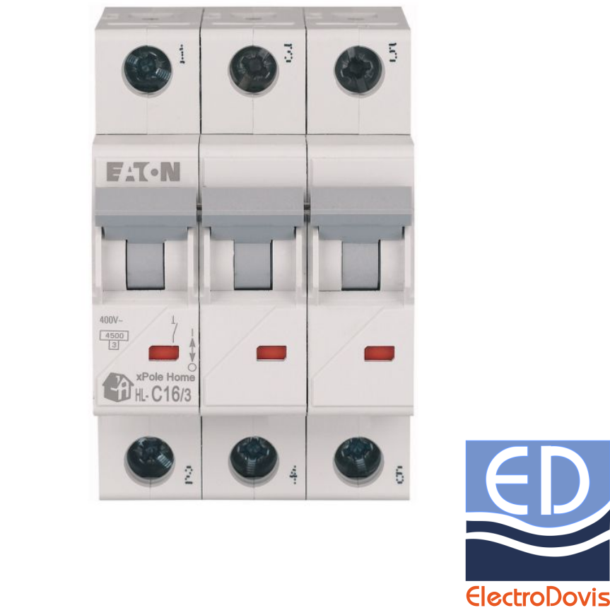 Întrerupător automat tripolar 16A HL-C16/3 4.5kA Eaton