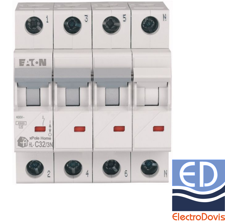 Întrerupător automat tetrapolar HL-C32/3N 32A 4.5kA Eaton