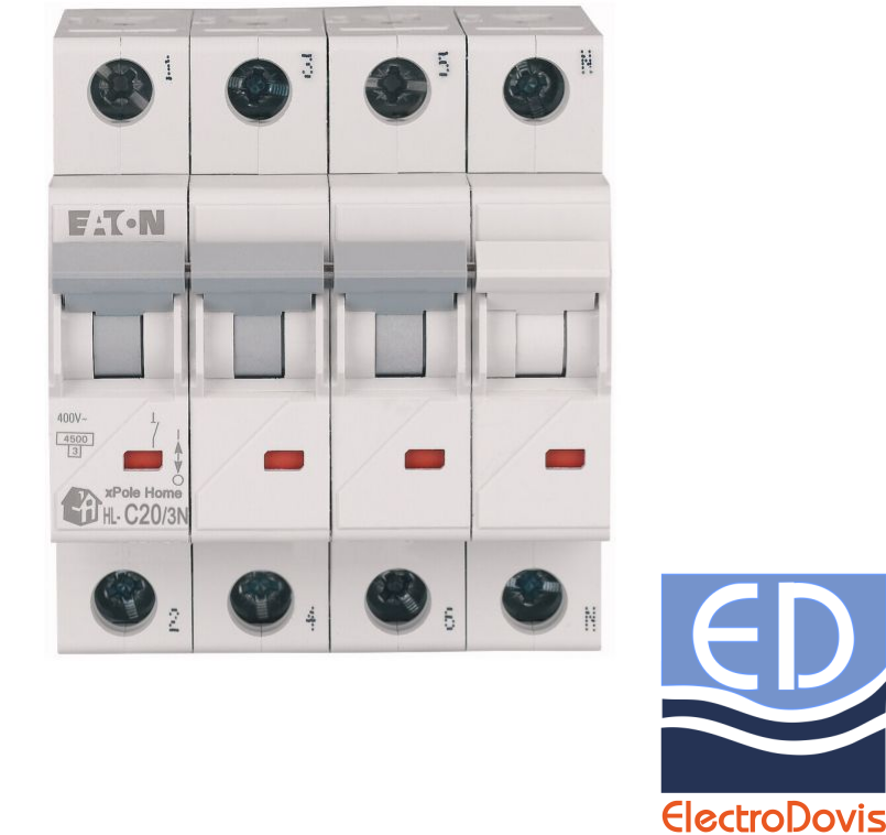 Întrerupător automat tetrapolar HL-C20/3N 20A 4.5kA Eaton