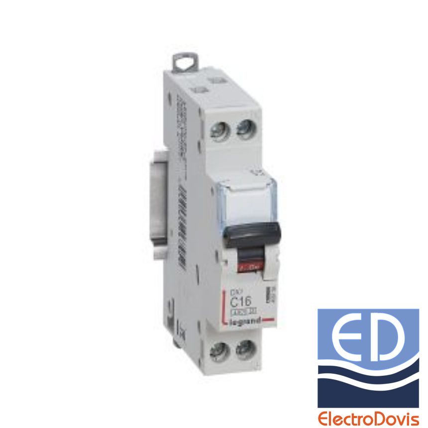 Întrerupător automat F+N LEGRAND curba C 16A 4.5kA 406795 nul pe dreapta
