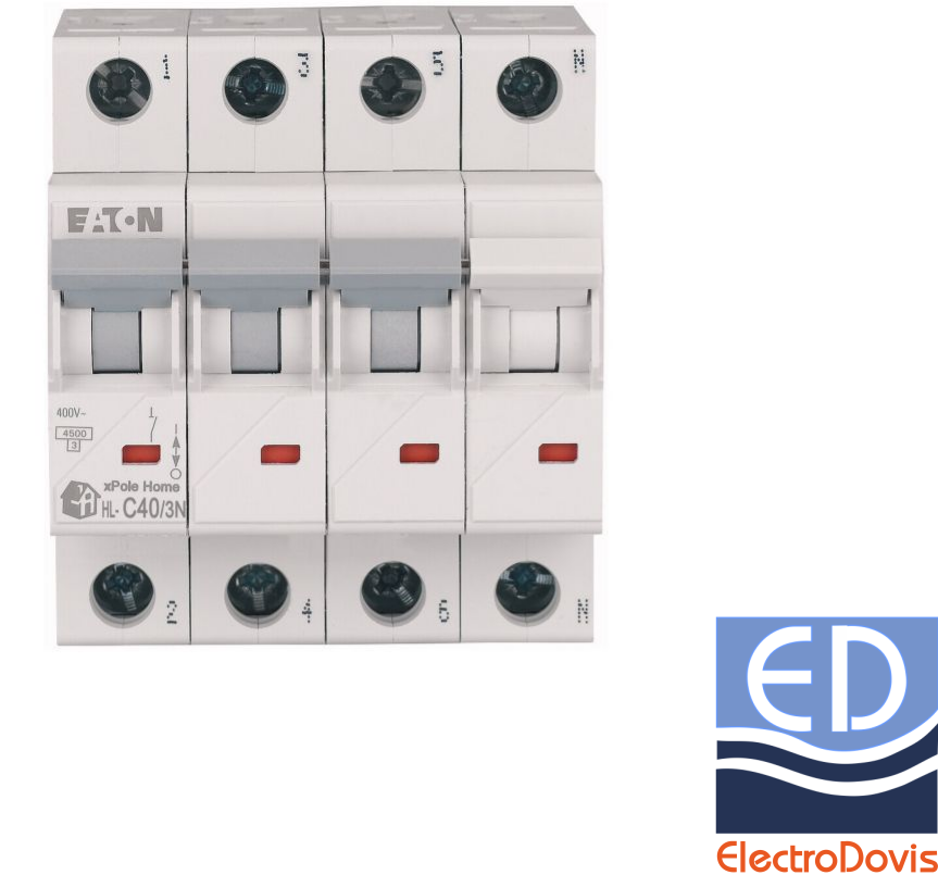 Întrerupător automat tetrapolar HL-C40/3N 40A 4.5kA Eaton