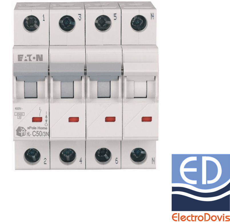 Întrerupător automat tetrapolar HL-C50/3N 50A 4.5kA Eaton