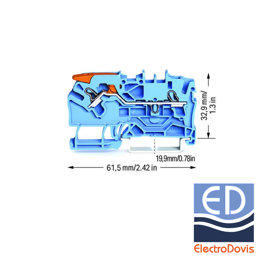 CLEMA SINA DIN 2,5mmp albastra WAGO 2102-1204 push-in+levier