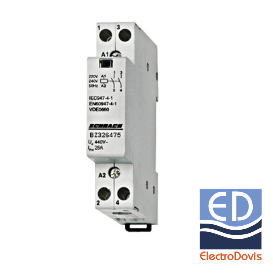 CONTACTOR 25A 2ND 230V AC modular SCHRACK BZ326475