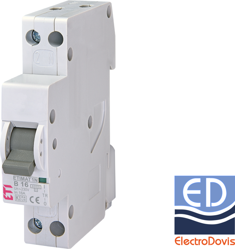 Întrerupător automat F+N curba B 16A 6kA Eti 002191104