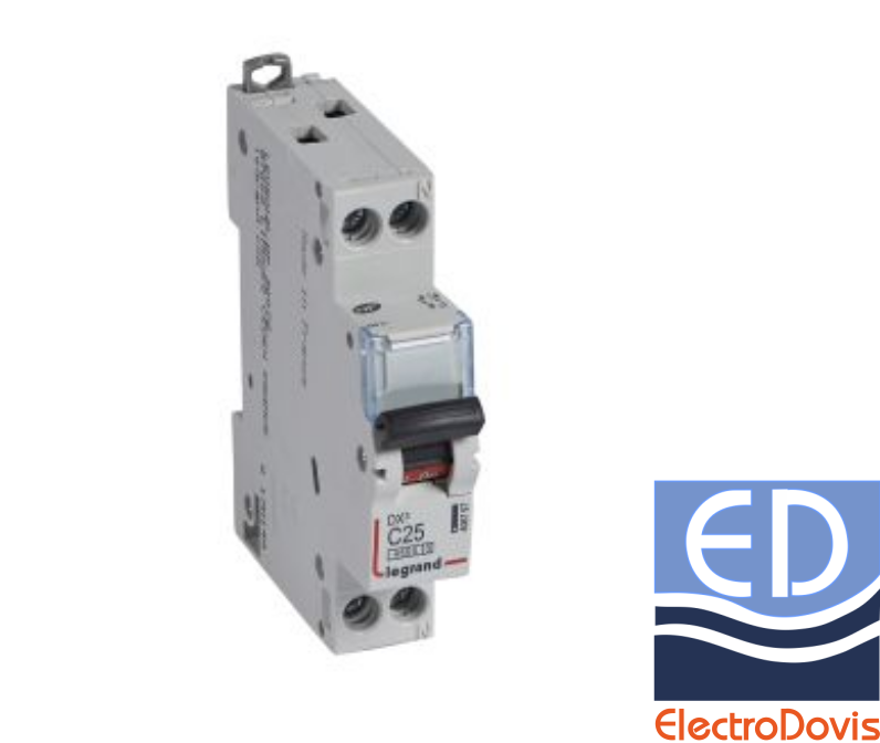 Întrerupător automat F+N LEGRAND curba C 25A 4.5kA 406797 nul pe dreapta