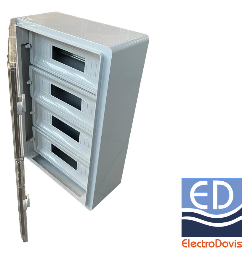 DULAP ABS 600X400X200 15X4 IP65 CU USA transparent cu sina sigurante