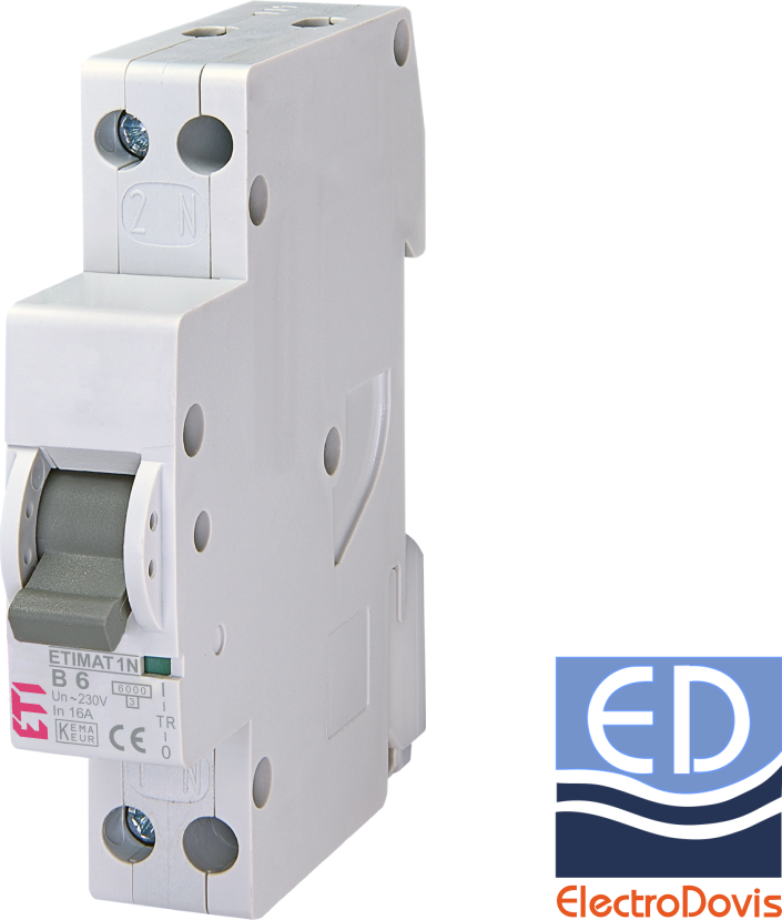 Întrerupător automat F+N curba B 6A 6kA Eti 002191101