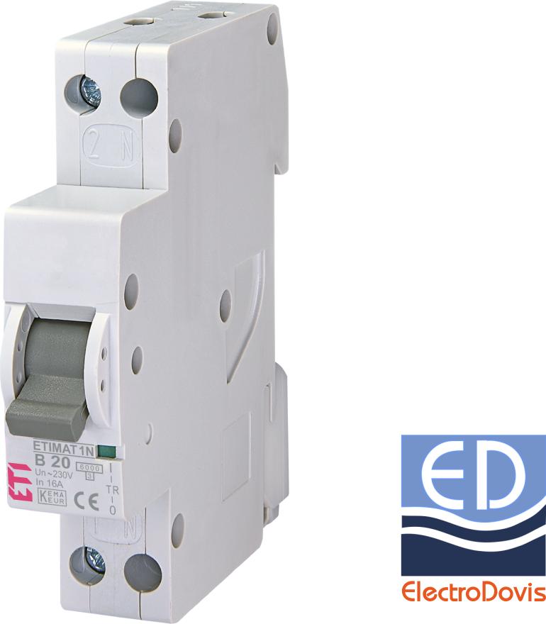 Întrerupător automat F+N curba B 20A 6kA Eti 002191105