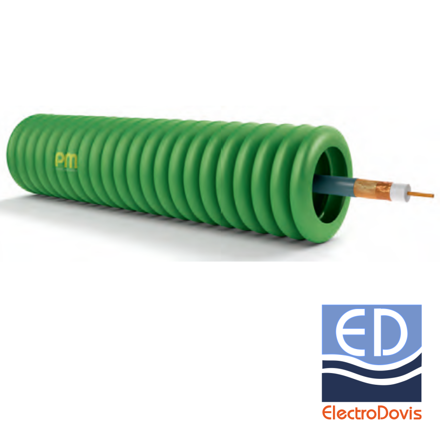 TUB FLEXIBIL PRECABLAT 16mm VERDE halogen free + coaxial RG6 100m/colac SCAME C1RG6
