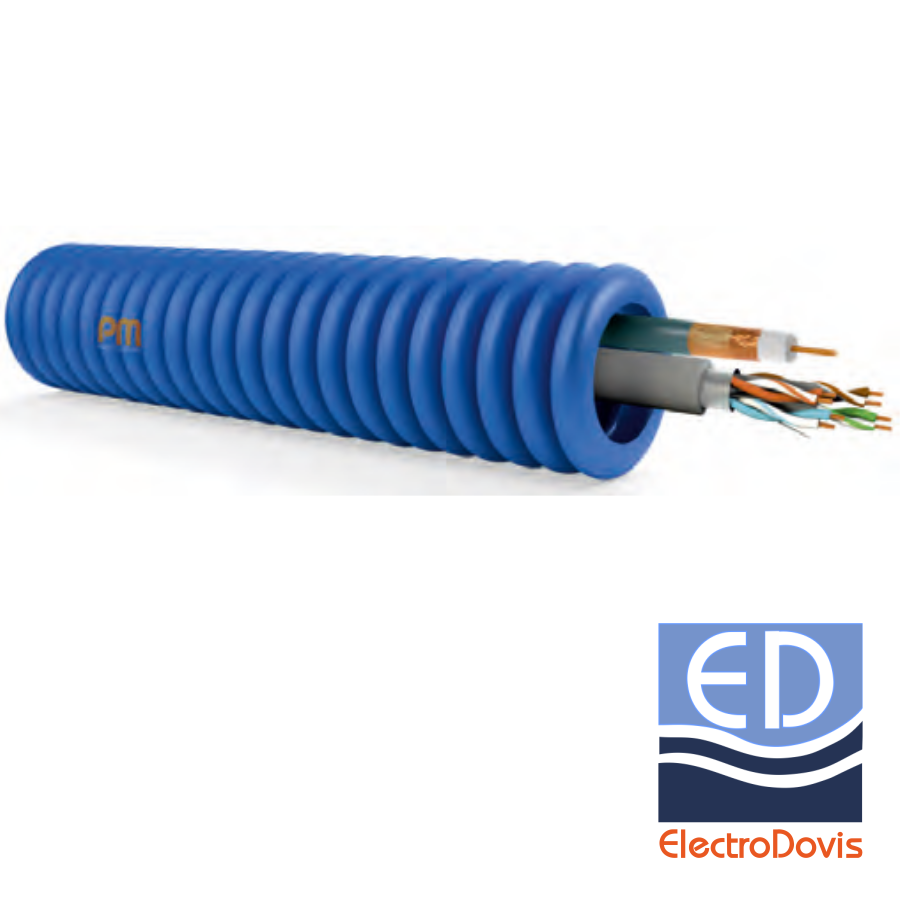 TUB FLEXIBIL PRECABLAT 20mm ALBASTRU halogen free + UTP6+RG6 100m/colac SCAME D2QRG6