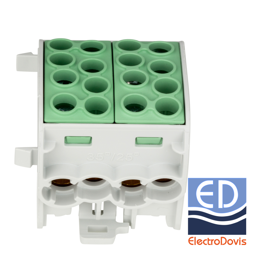 CLEMA DERIVATIE 35mmp 4intrari 4iesiri (bloc barete) verde IK026232 Schrack