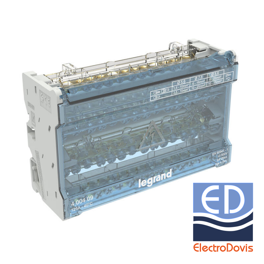 repartitor tetrapolar 125A 8mod 1x35mmp+14x10mmp 400409 Legrand