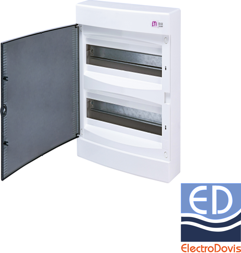 TABLOU 36M pentru 2x18module IP40 usa transparent , include bara nul ETI 001101081
