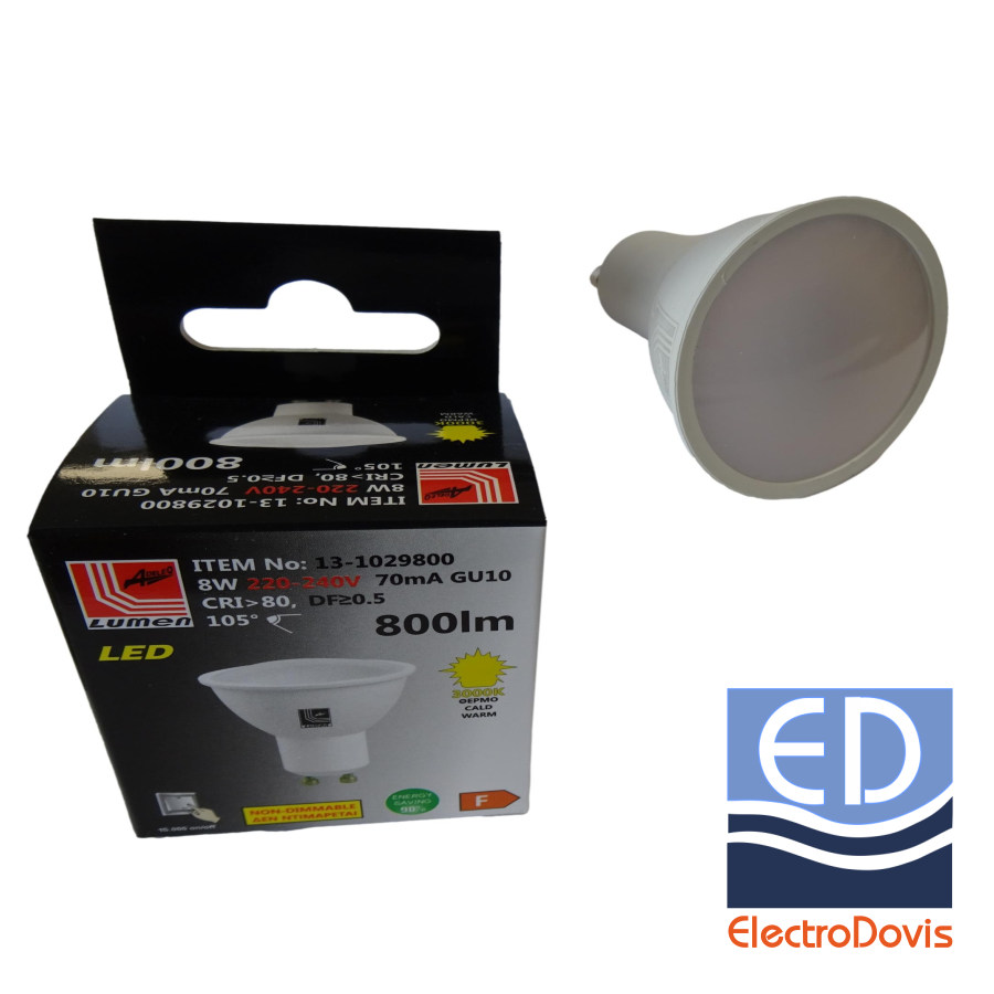 BEC LED 8W 230V SMD GU10 lumină caldă 3000k 13-1029800