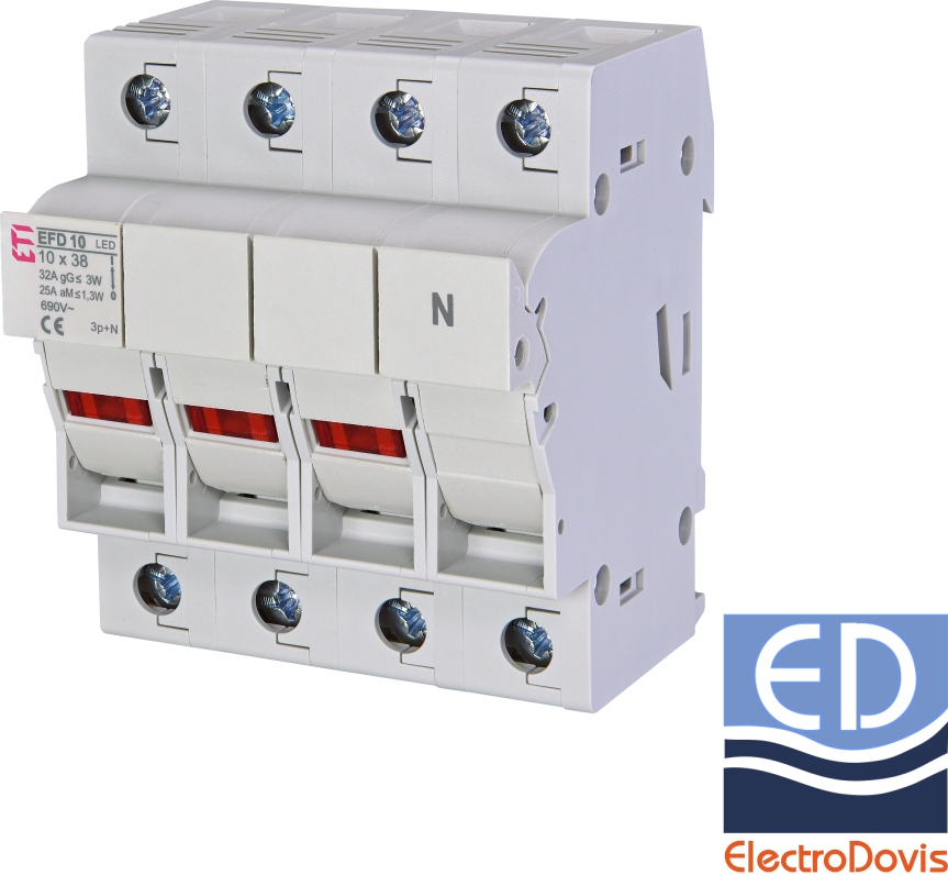 SEPARATOR FUZIBILI 10x38 3p+N cu led 32A maxim EFD10 ETI 002540015