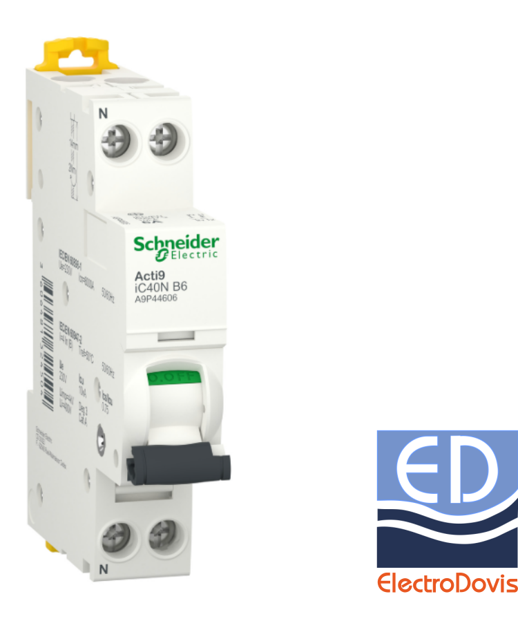 Întrerupător automat F+N A9 curba B 6A 6kA SCHNEIDER A9P44606