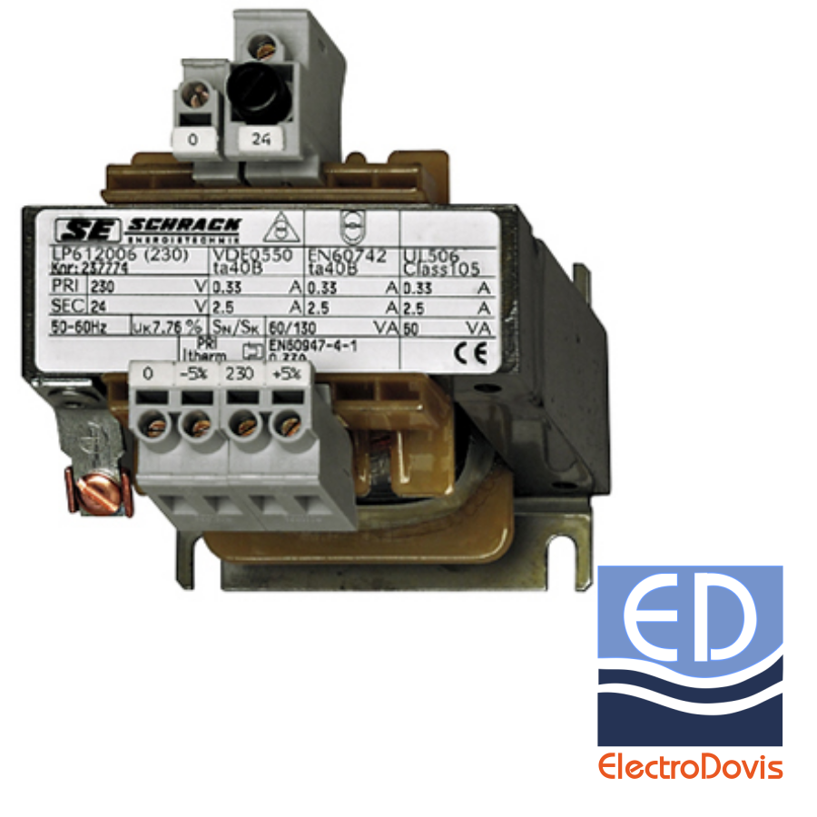 TRANSF 100VA/230V/24V cu fuzibil SCHRACK LP612010T