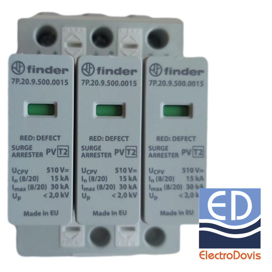 DESCARCATOR 1000V DC 15kA Tip 2 (3 varistoare) 7P.23.9.000.0015 Finder fara semnalizare la dist.