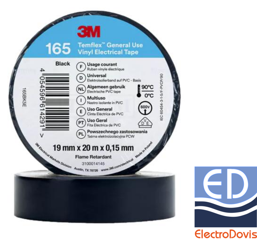 BANDA izolatoare 3M 165 neagra 19mmX20m