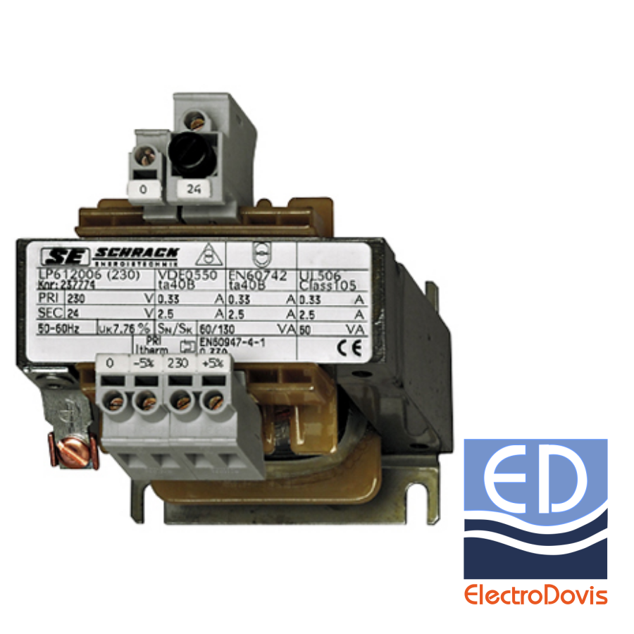 TRANSF 200VA/230V/24V cu fuzibil SCHRACK LP612020T