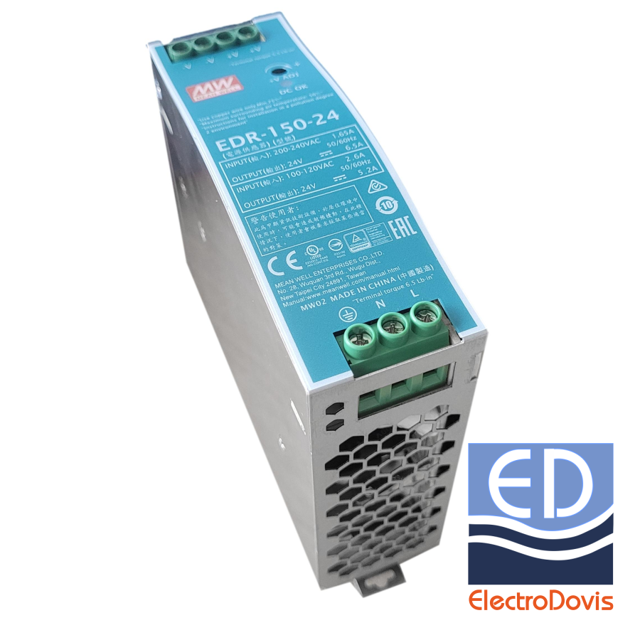 ALIMENTATOR 6.5A 24V/230V - 150W EDR-150-24 Mean Well (sursa DC)