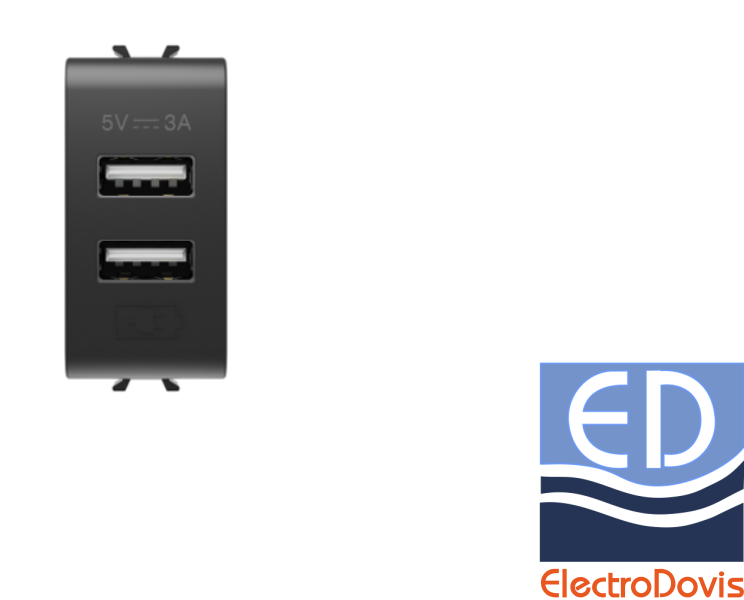 ADAPTOR USB GW12447 negru Chorus pentru incarcare, maxim 3A total, 5V, 2xUSB tipA