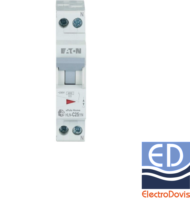 Întrerupător automat F+N HLN curba C 25A 4.5kA Eaton 501063