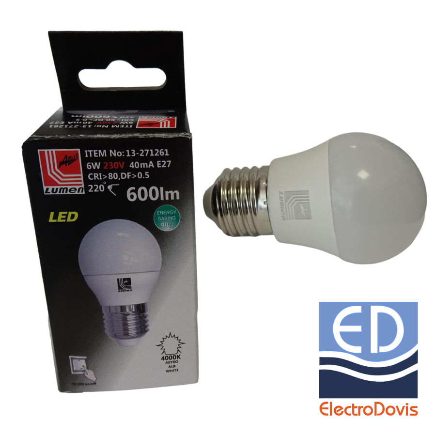 BEC LED 6W 230V sferic E27 lumină zilei 13-271261 DBL