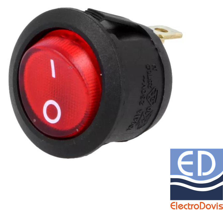 INTRERUPATOR 2 POLI ROTUND 250V 10A ILUMINABIL