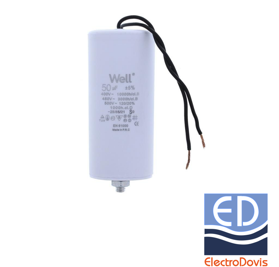 CONDENSATOR 50µF CU FIR pentru MOTOR 400V Well