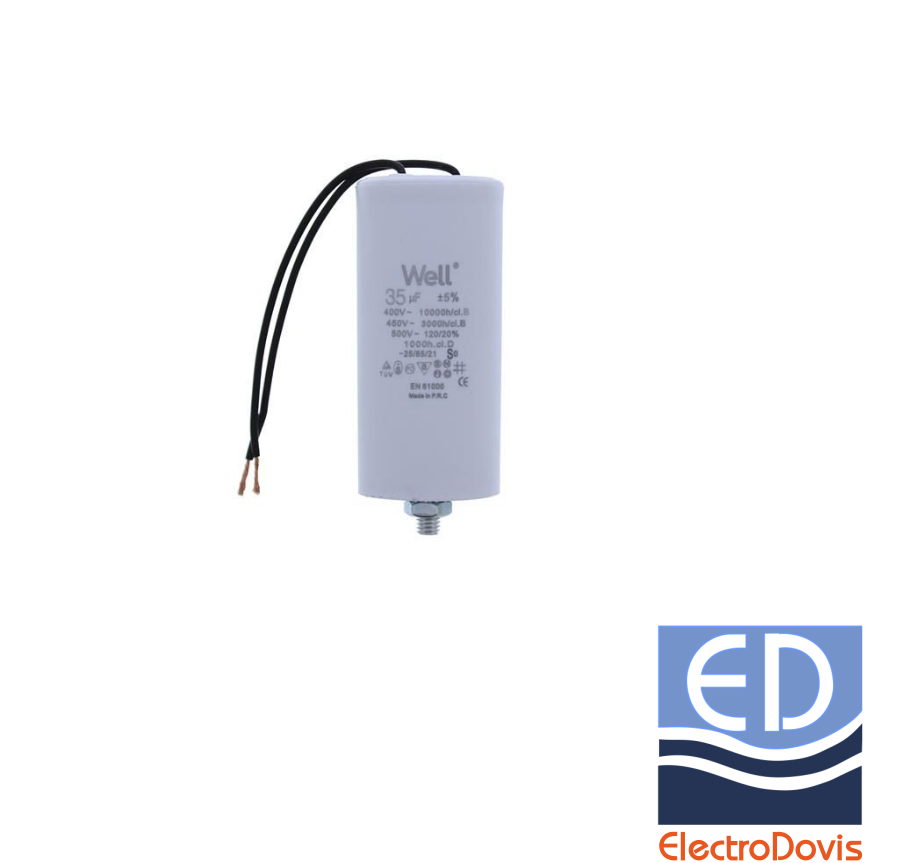 CONDENSATOR 35µF CU FIR pentru MOTOR 400V Well