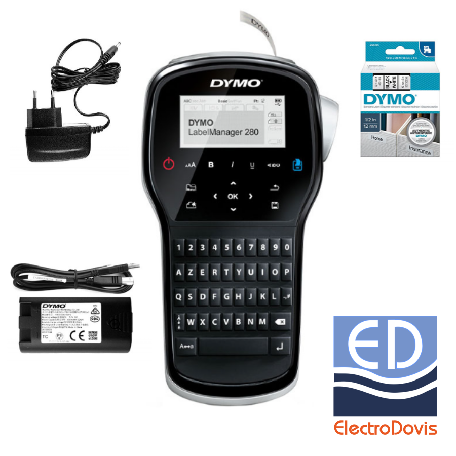 IMPRIMANTA PORTABILA DYMO 280 LABEL MANAGER+1 consumabil + acumulator si alimentator