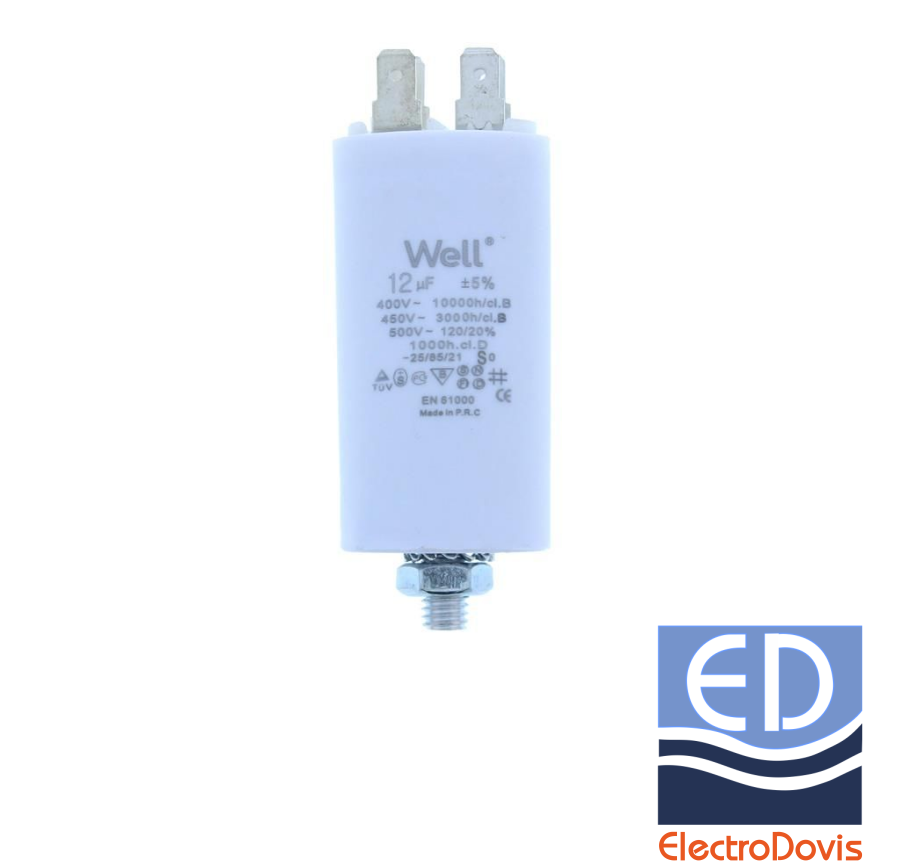 CONDENSATOR 12µF CU BORNE pentru MOTOR 400V Well