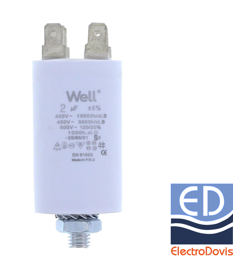 CONDENSATOR 2µF CU BORNE pentru MOTOR 400V Well