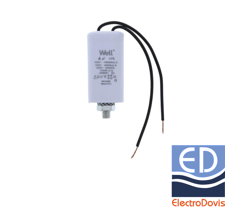 CONDENSATOR 4µF CU FIR pentru MOTOR 400V Well