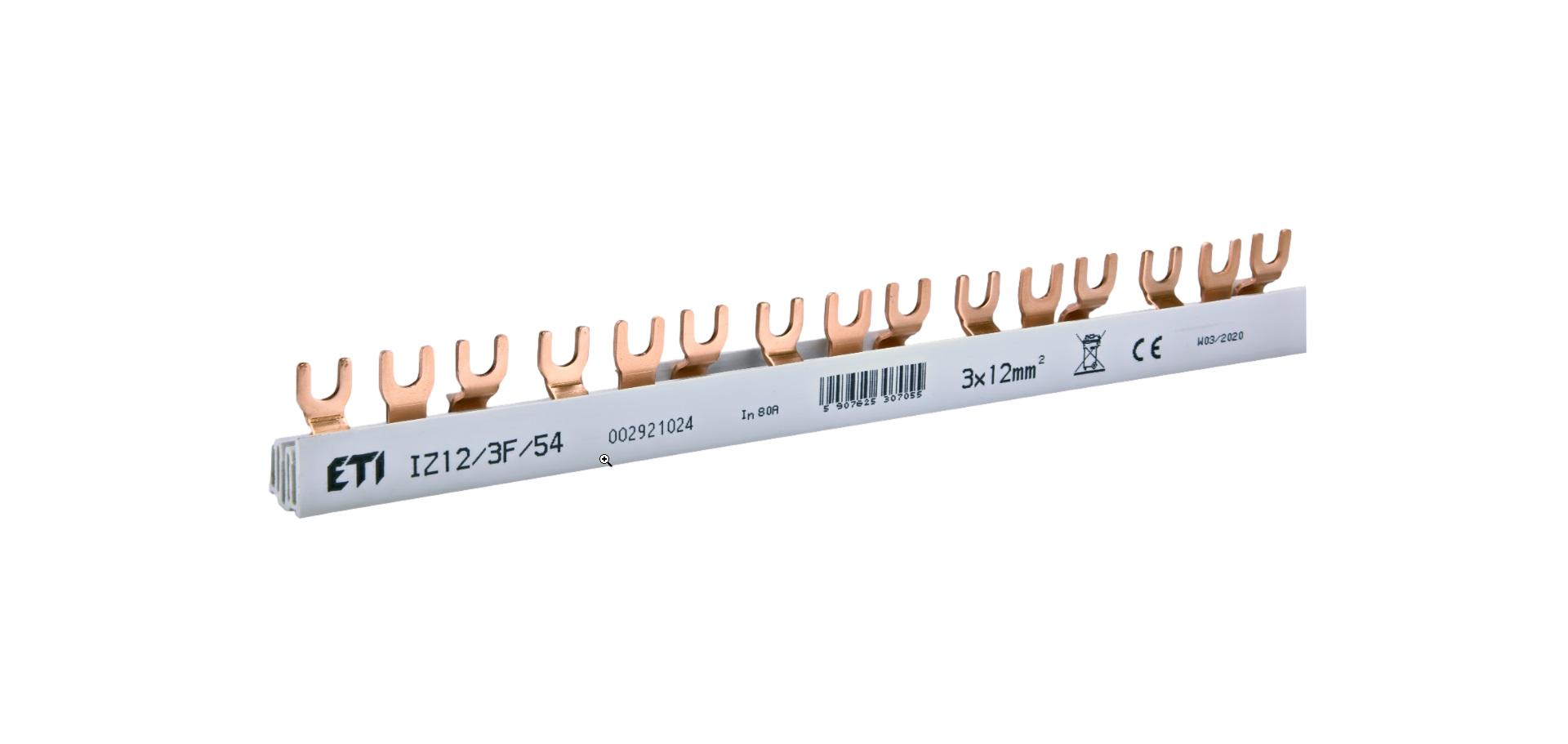 BARETA siguranțe automate tripolar furca IZ 12/3F/54 80A 12mmp pentru 54 sigurante Eti 002921024