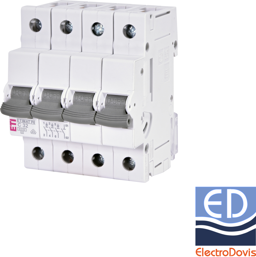 Întrerupător automat tetrapolar ETI 32A curba C 6kA 3p+N 001900433 NOU